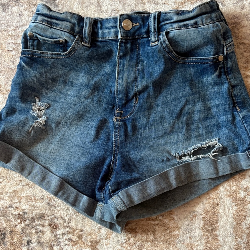 Kendall & Kylie Dark Blue Distressed Jean Shorts